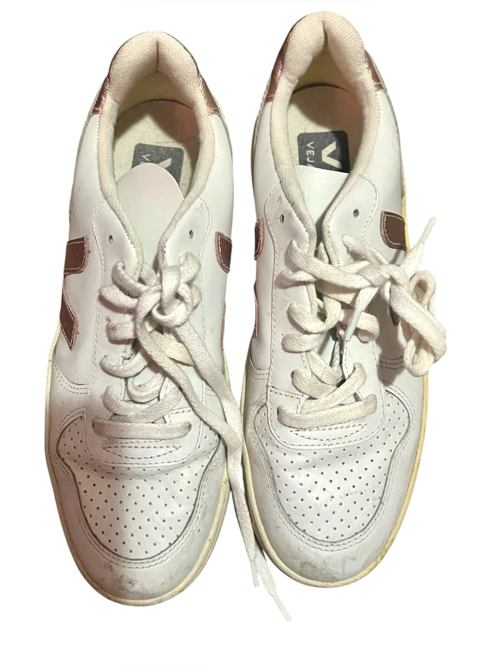 Veja V-10 White and Pink Metallic Casual Sneakers for Women